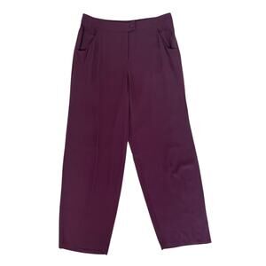 Eileen Fisher Silk Georgette Crepe Trouser Pants Straight Leg Medium Minimalist